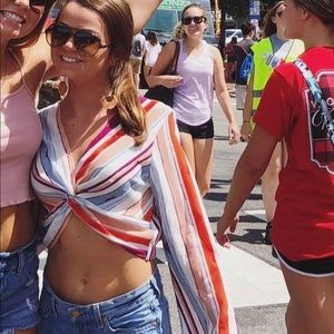 Long Sleeve Striped Crop Top